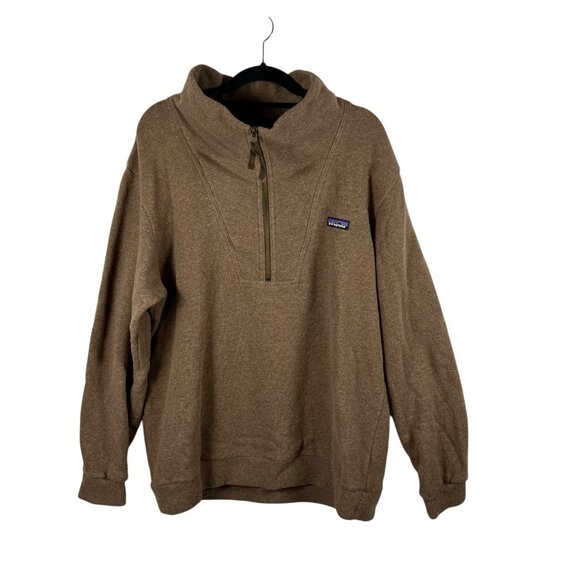 Patagonia Sweater Mens Sz XL Brown‎ Pullover Woolie Fleece 1/2 Zip Wool blend - Picture 1 of 11